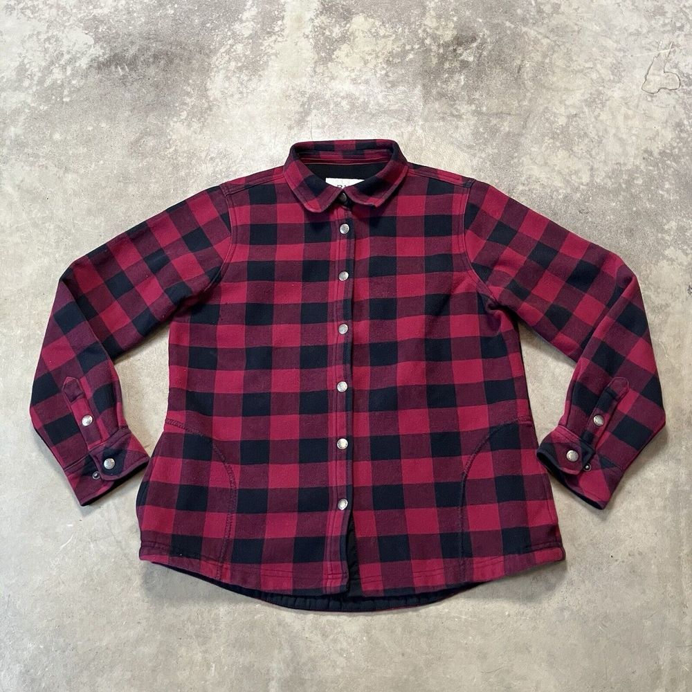 Orvis Shirt Shacket Womens Medium Red Plaid Flannel Outdoor Snap Pockets